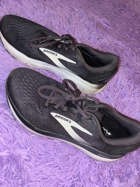 Brooks Shoes - Brooks Ghost Black White Cushioned Mesh Low Top Running Sneakers